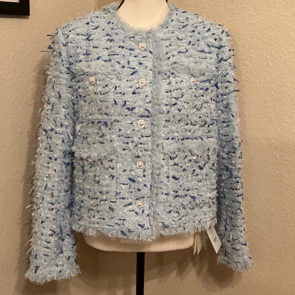 MaxMara /Max Simple Blue Tweed Blazer. NEW with Tags .large